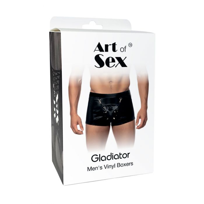 Чоловічі труси з сюрпризом Art of Sex - Gladiator, чорні з ефектом мокрого оксамиту, розмір XL