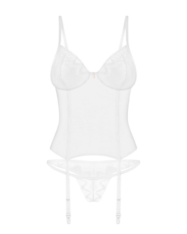 Корсет Obsessive Alissium corset & thong M/L (м'ята упаковка!!!)