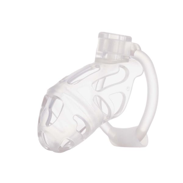 Клітка для пеніса LOCKINK SEVANDA Plastic Penis Chastity Cage, прозора, 3 кільця різних розмірів