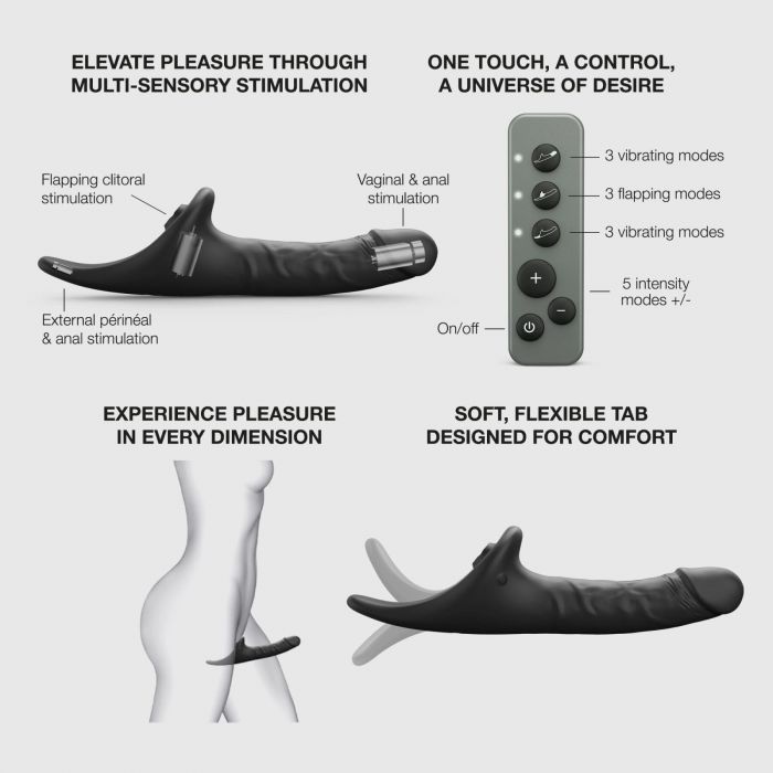 Вібронасадка для страпону з вакуумною стимуляцією Strap-On-Me Multi Orgasm Realistic Dildo M Black
