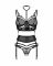 Комплект Obsessive Premisis Black 3-pcs crotchless set L/XL