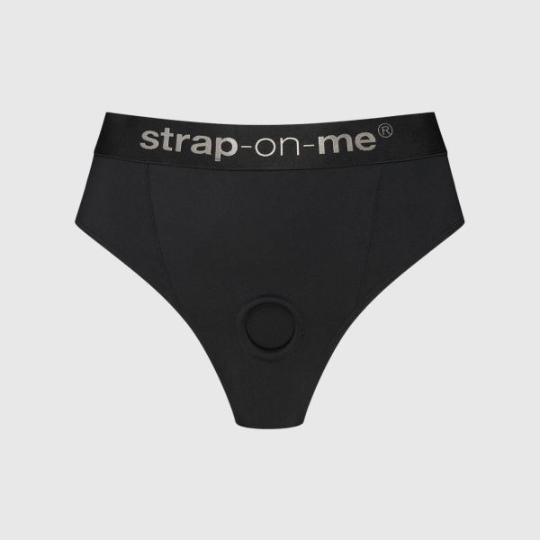 Трусики-бразиліана з фіксацією дилдо Strap-On-Me Harness Lingerie Idole – XS – Black, високі