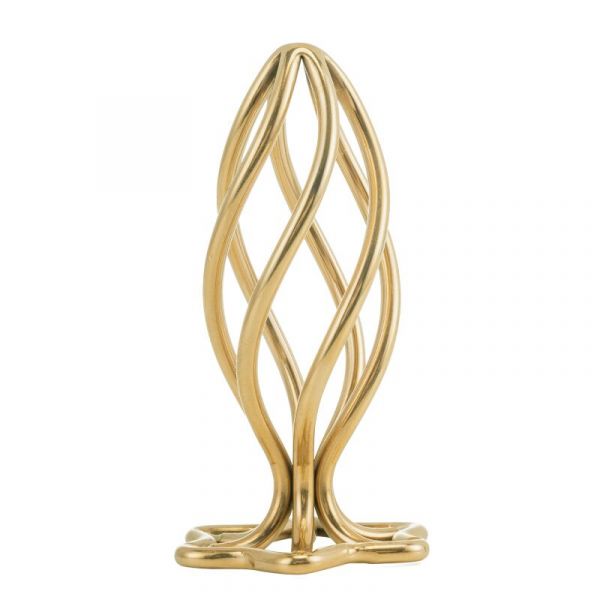 Металева анальна пробка LOCKINK SEVANDA Hollow Spiral Golden, L, золотиста, діаметр 3,9 см