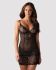 Сорочка Obsessive Alluria chemise & thong, S/M, чорна, мереживо+мікросітка, стрінги в комплекті