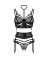 Комплект Obsessive Premisis Black 3-pcs crotchless set L/XL