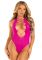 Боді Leg Avenue Opaque racer tank bodysuit, One Size, рожеве, імітація шнурівки, низ — стрінги