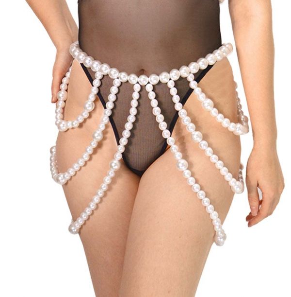 Спідниця з перлин Art of Sex - Jasmine, колір білий, розмір XS-2XL