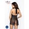 Прозора сорочка приталена Passion TARANEE CHEMISE L/XL, black, трусики