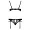 Комплект білизни Passion PAULINE SET XXL/XXXL, black, стрепи, ліф, стрінги і пояс для панчох