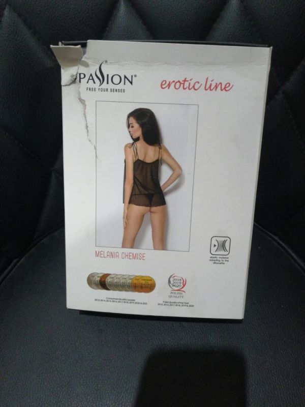 Сорочка прозора бебі дол Passion MELANIA CHEMISE S/M black (м'яте паковання!!!)