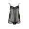 Сорочка прозора бебі-дол Passion MELANIA CHEMISE XXL/XXXL, black, трусики, на тонких бретелях