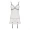 Сорочка прозора з пажами Passion ORIHIME CHEMISE L/XL, white, трусики, стрепи