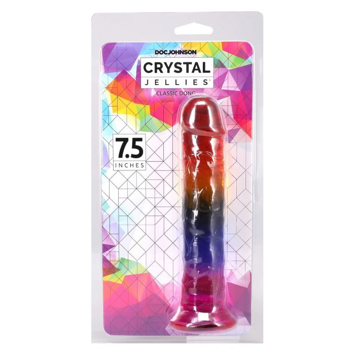 Фалоімітатор Doc Johnson Crystal Jellies - 7.5 Inch Dong - Rainbow