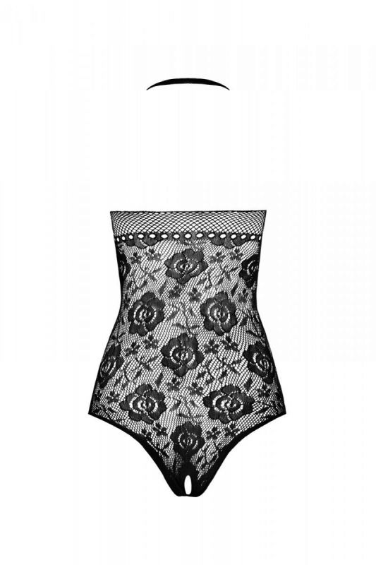 Бодістокінг з імітацією корсетної шнурівки Passion BS094 One Size, red, квітковий візерунок, з досту