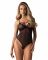 Боді Obsessive Novenes teddy, XS/S, прозоре, чашки на кісточках, декор у вигляді стрічок