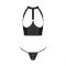 Комплект білизни з відкритими грудьми Passion GENEVIA SET WITH OPEN BRA XXL/XXXL black, корсет, стрі