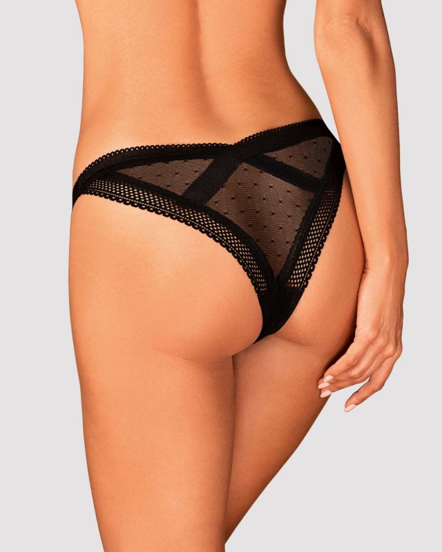 Мереживні трусики із заниженою талією Obsessive Estiqua panties M/L, чорні