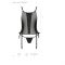 Сітчастий корсет з люверсами та знімними пажами Passion MALWIA CORSET S/M, black, екошкіра, стрінги