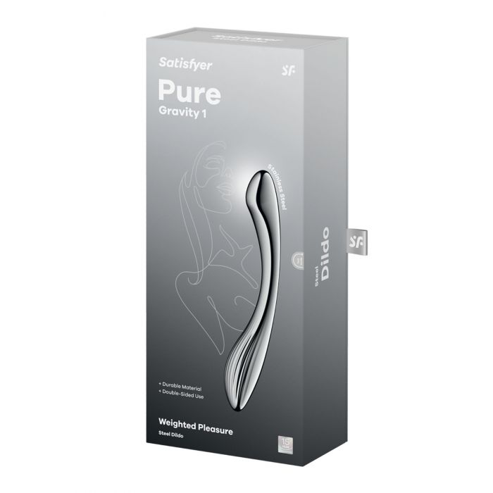 Металевий дилдо Satisfyer Pure Gravity 1, двосторонній, можна нагрівати й охолоджувати, 939 г