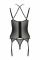 Корсет Passion DROSERA CORSET black, L/XL, з кріпленнями для панчіх, трусики в комплекті