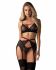Комплект Obsessive Novenes 3-pcs set, M/L, прозорий ліф на кісточках, стрінги, пояс