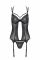 Корсет Passion DROSERA CORSET black, S/M, з кріпленнями для панчіх, трусики в комплекті