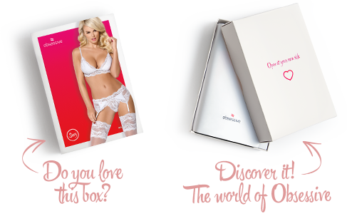 Мереживний комплект білизни Obsessive 810-SEG-1 L/XL White, бюстгальтер, стрінги, пояс для панчіх