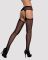Сітчасті панчохи-стокінги з квітковим малюнком Obsessive Garter stockings S207 S/M/L,чорні