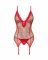 Корсет Obsessive Jollymore corset, M/L, у клітинку, з мереживом, пажі для панчіх, стрінги в комплекті