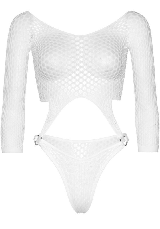Еротичне боді Leg Avenue Top bodysuit with thong back White