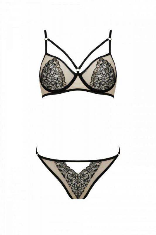 Комплект Passion LORINA SET, XXL/XXXL, beige, бюстгальтер та трусики