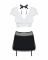 Еротичний костюм секретарки Obsessive Secretary suit 5pcs black S/M, чорно-білий, топ, спідниця, стр