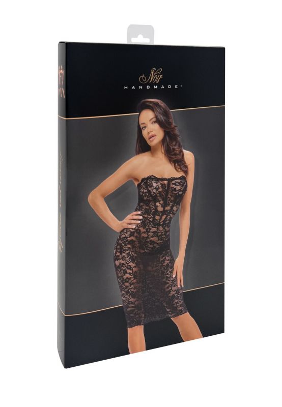 Сукня Noir Handmade F301 Catalyst, L, black, міді, мереживо, відкриті плечі, шнурівка на спині