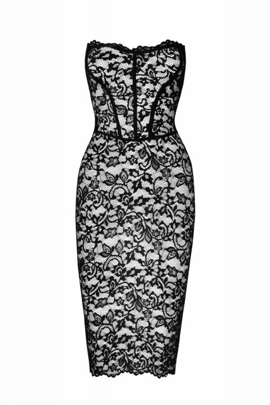 Сукня Noir Handmade F301 Catalyst, L, black, міді, мереживо, відкриті плечі, шнурівка на спині