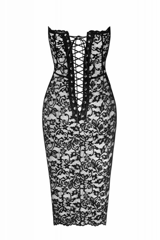 Сукня Noir Handmade F301 Catalyst, L, black, міді, мереживо, відкриті плечі, шнурівка на спині
