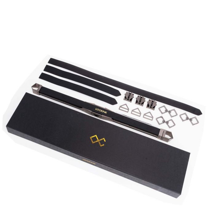 Фіксатор-розпірка LOCKINK Adjustable Spreader Bar Set, чорний, шкіряний, ремені для шиї, рук/ніг