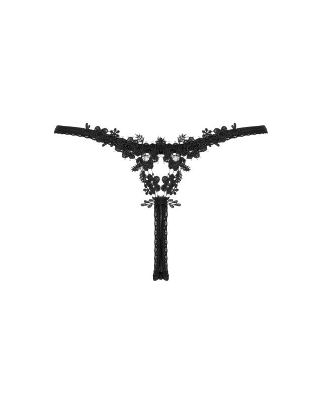 Прозорі стрінги із мереживом Obsessive Celia Noir thong XS/S