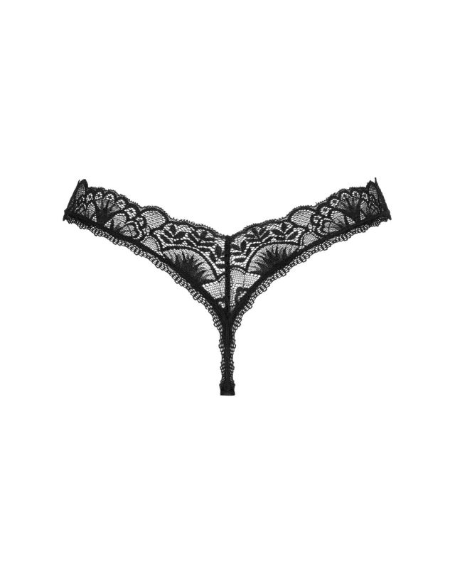Мереживні стрінги Obsessive Donna Dream thong XL/2XL Black, низька посадка