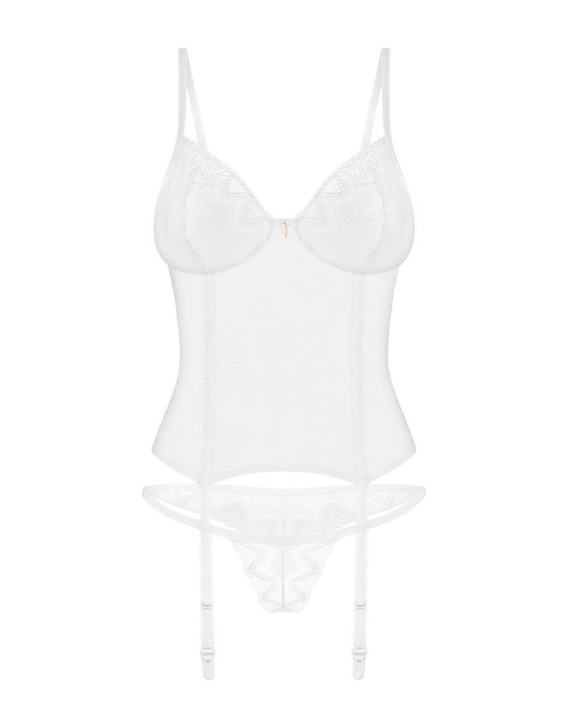 Корсет Obsessive Alissium corset&thong XS/S, гнучкі кісточки, відкрита спина, стрінги в комплекті