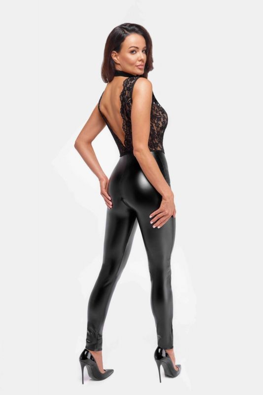 Комбінезон Noir Handmade F298 Libido, M, під латекс, мереживний верх, чокер, знімне намисто, доступ