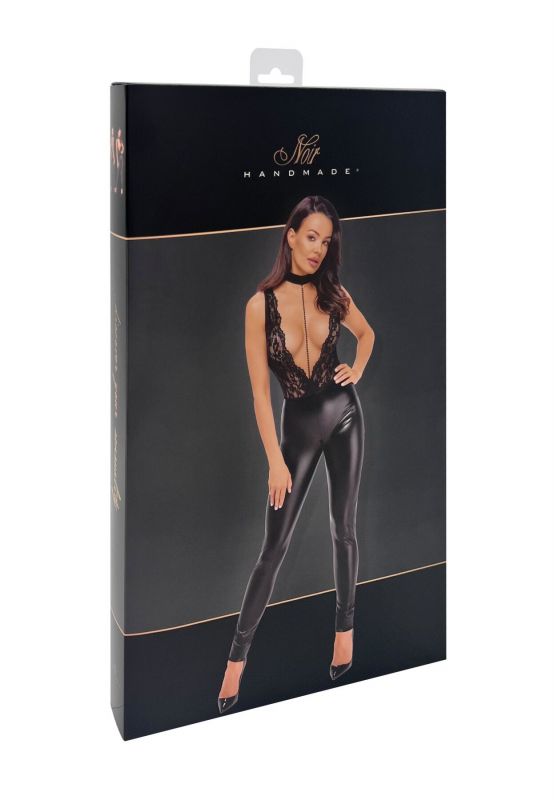 Комбінезон Noir Handmade F298 Libido, S, під латекс, мереживний верх, чокер, знімне намисто, доступ