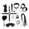 BDSM-набір Art of Sex – Spikes BDSM Set Leather, 10 предметів, чорний, натуральна шкіра