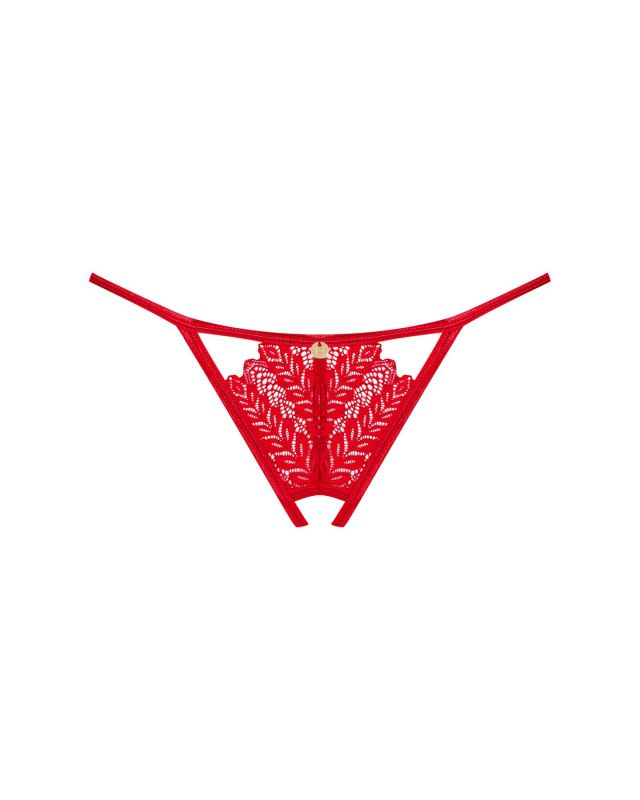 Трусики з доступом Obsessive Ingridia crotchless thong XL/2XL, червоні