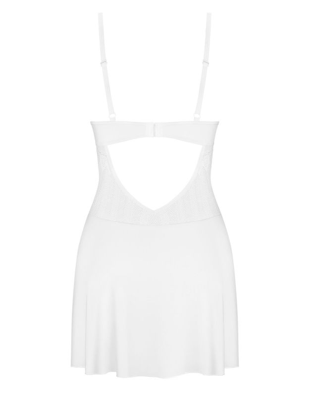 Пеньюар Obsessive Alissium chemise & thong, XL/2XL, мереживний ліф, стрінги в комплекті