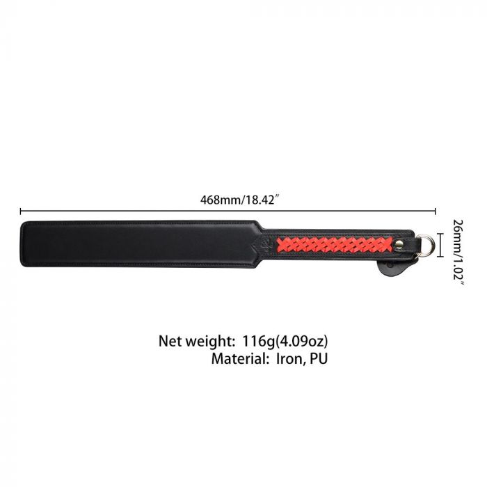 Паддл LOCKINK SEVANDA Braided-handle Spanking Paddle, чорно-червоний, гладенький, з плетінням на ручці