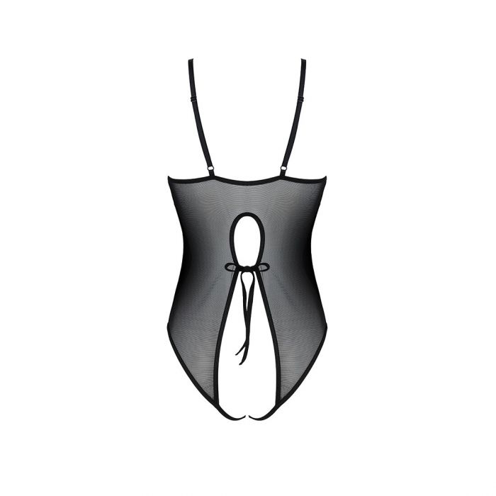 Боді з ажурним декором та відкритим кроком Passion URSULA BODY L/XL, black