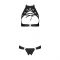 Комплект із екошкіри Passion MALWIA SET with Open Bra 4XL/5XL black, топ та трусики з люверсами