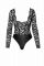 Боді Noir Handmade F296 Psyche, XXL, мереживо, довгий рукав, низ під латекс, з доступом