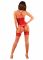 Прозорий корсет Obsessive Lacelove corset XS/S Red, мереживо, підв’язки для панчіх