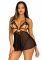 Сорочка бебі-дол з відкритими чашками Leg Avenue Lace and mesh babydoll & panty Black S, стрінги